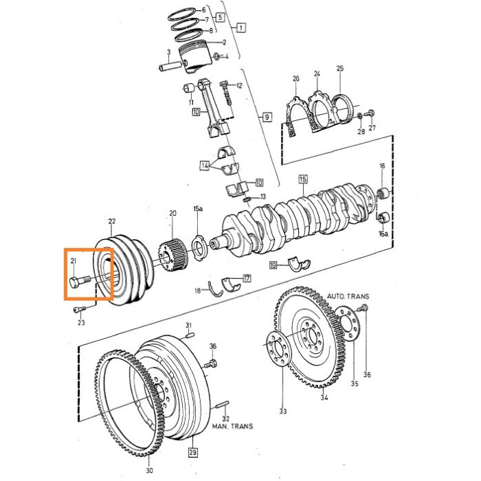Volvo skruebolt krumtapaksel remskive 240 740 760 780 940 960 D24 Volvo varenummer 1257604
