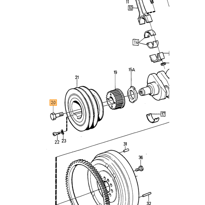 Volvo skruebolt krumtapaksel remskive 240 740 760 780 940 960 D24 Volvo varenummer 1257604