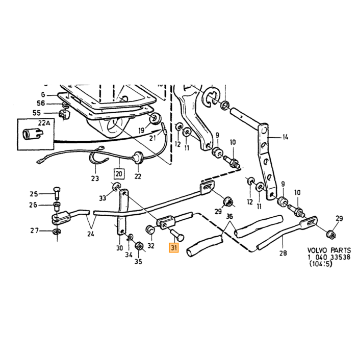 Volvo Bolt gearstang automatgear 240 260 740 760 780 940 940 SE 960 S90 V90 Volvo varenummer 381705