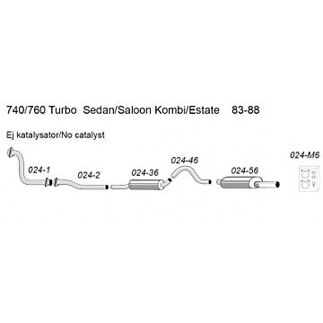 Uitlaatset turbo 744+745+760+765 -1988 SIMONS complete set vanaf spruitstuk (geen kat) zie 024-K6