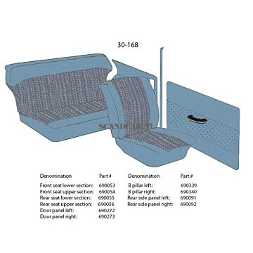 Bekleding PV544 zijpaneel bekleding links achter blauw 30-168