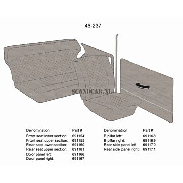 Bekleding PV544 B stijl rechts grijs 49-239