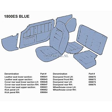 Bekleding P1800ES achterbank linkerdeel blauw