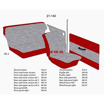 Bekleding PV544 B stijl grijs rechts 1958 21-140 