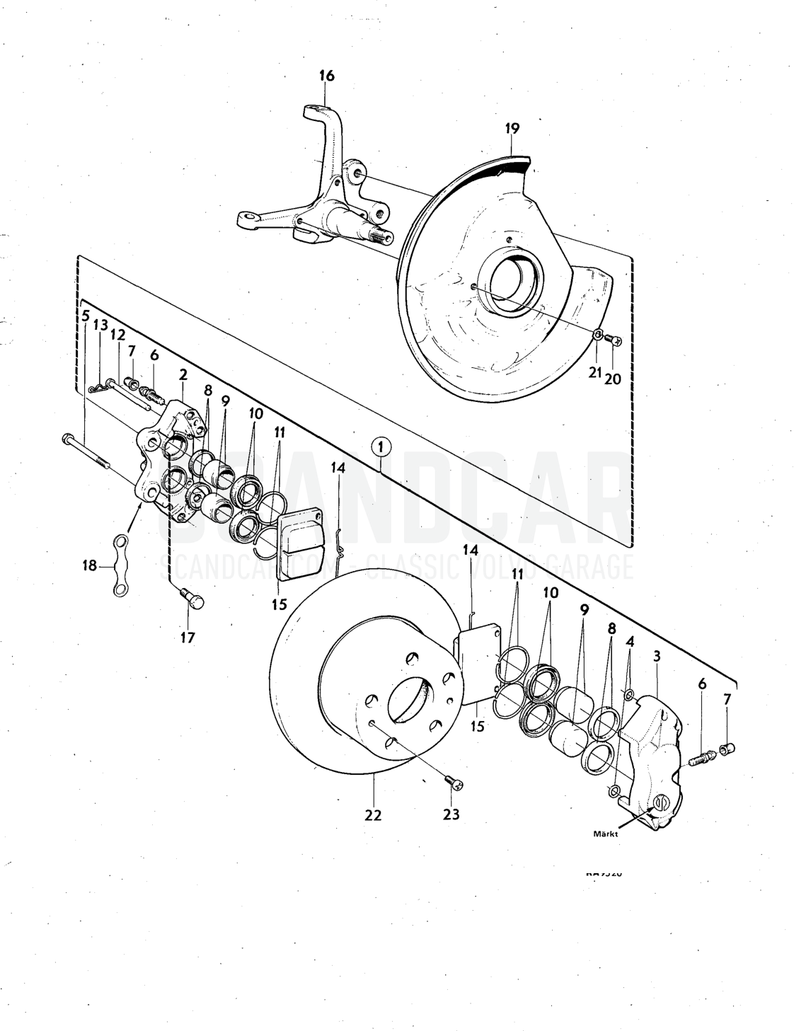 wheel brakes, Illustration Sats Kit - eksplosionstegning, Andre dele, Volvo 140-serien op til 1972