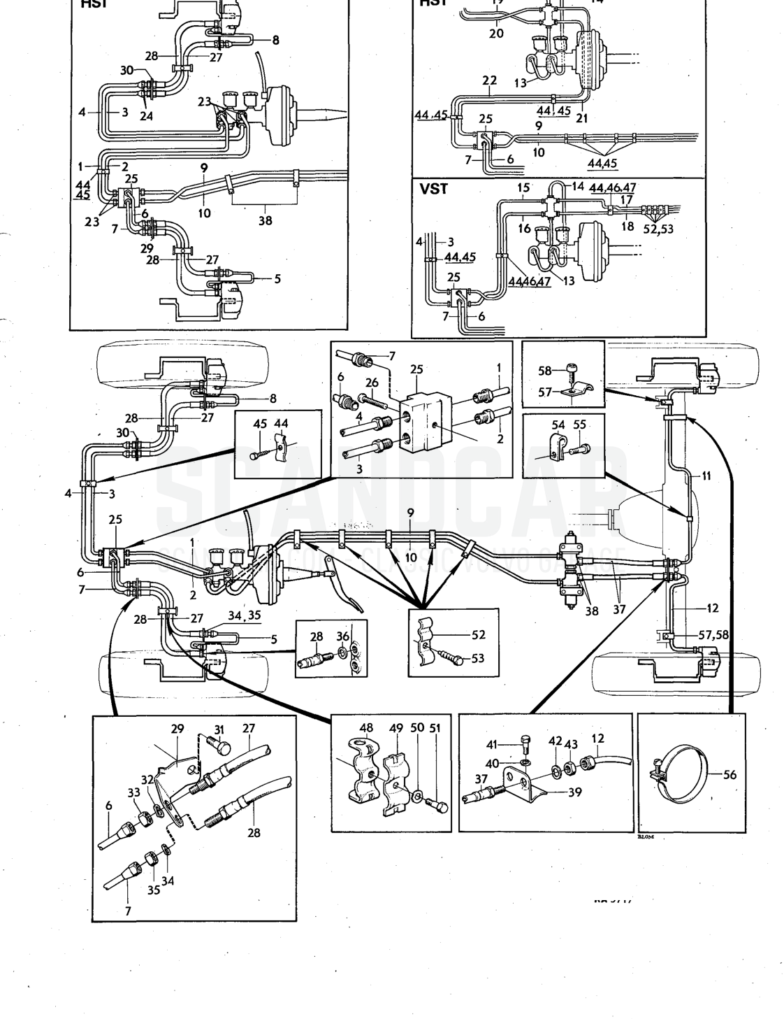 lines Illustration Sats Kit - eksplosionstegning, Andre dele, Volvo 140-serien op til 1972