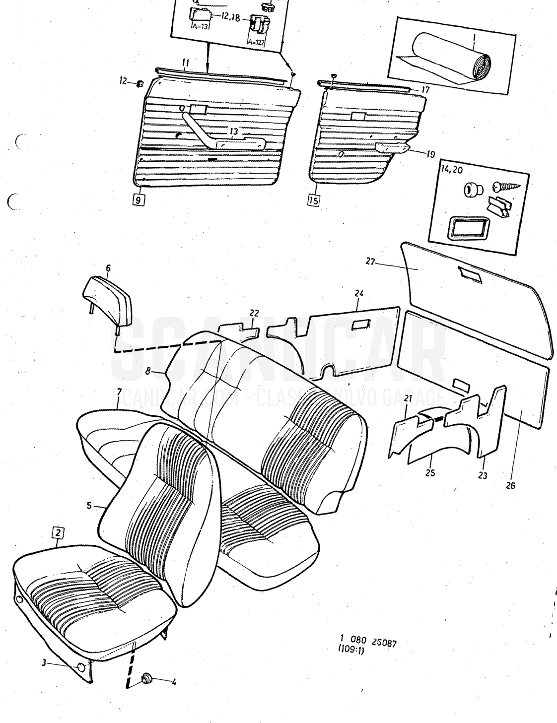 HT, Illustration combination SPEC UTF, Sats Kit - eksplosionstegning, Andre dele, Volvo 140-serien op til 1972