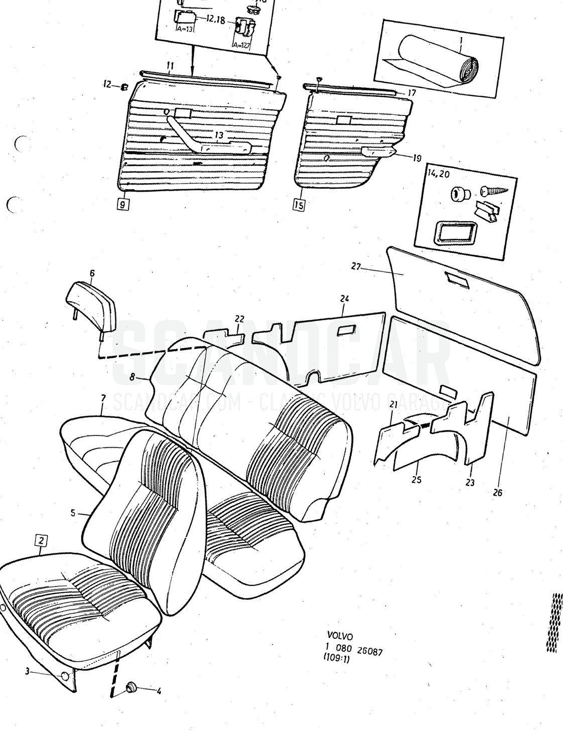 HT, Illustration combination SPEC UTF, Sats Kit - eksplosionstegning, Andre dele, Volvo 140-serien op til 1972