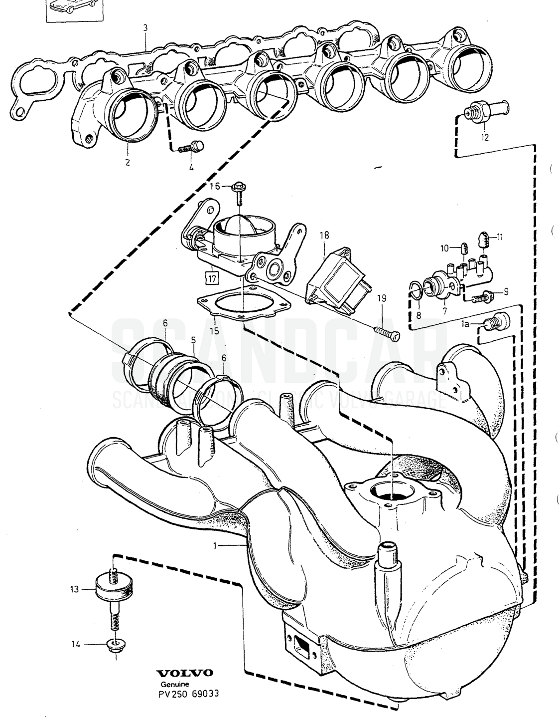 Motor, side 304 - eksplosionstegning, Volvo 940-960-serien fra 1994
