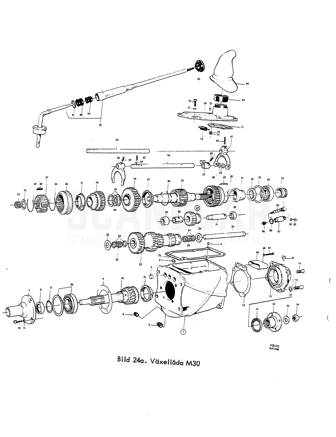 Växellåda - eksplosionstegning, Andre dele, Volvo PV544 / P210 B16