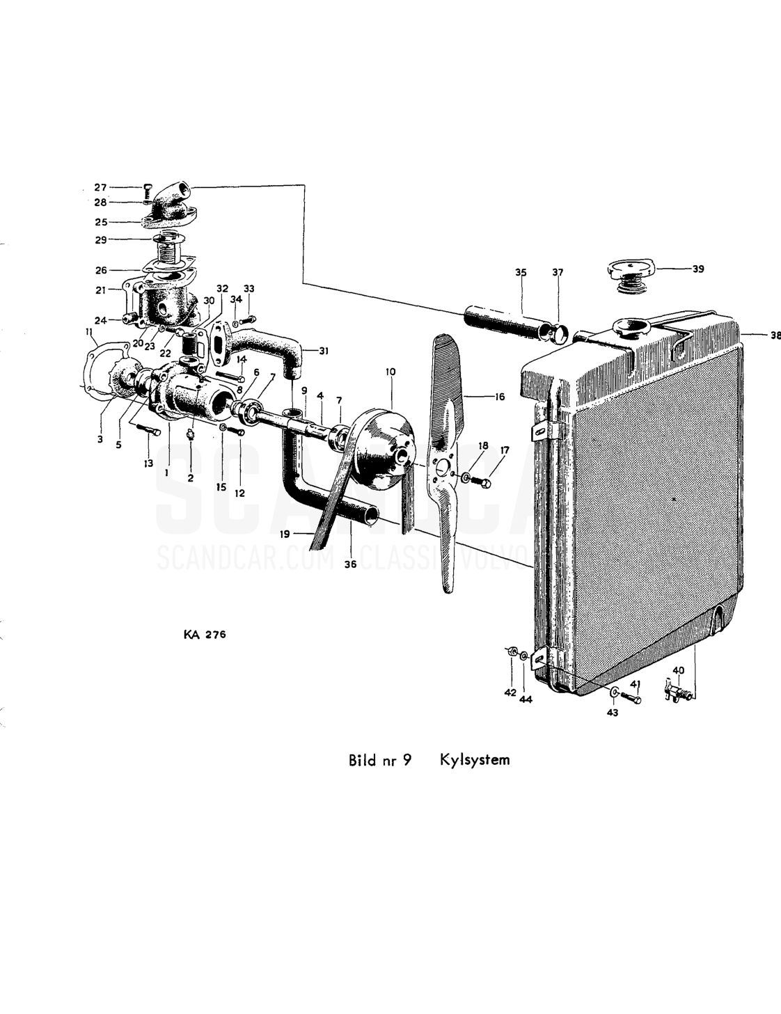 Smörjsystem - eksplosionstegning, Motor, Volvo PV544 / P210 B16